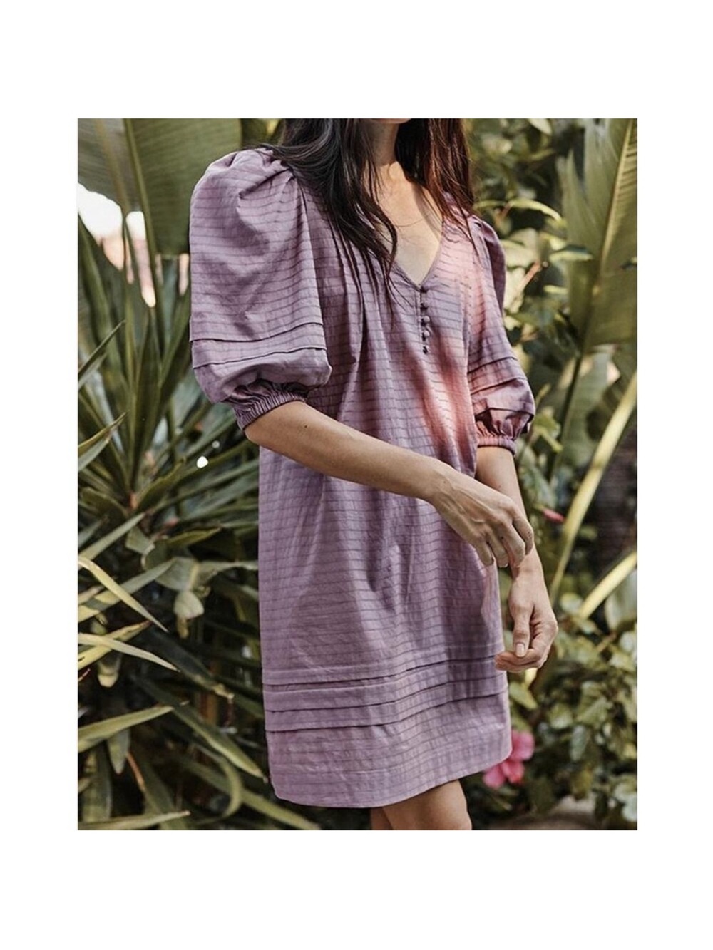summersalt Dusty Rose Puff-Sleeve 100% Cotton Dress